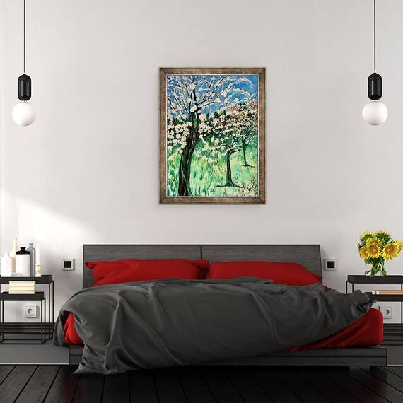 Tablou inramat - Deborah Eve Alastra - Copac cu flori albe, 60 x 80 cm - 3- Roveli