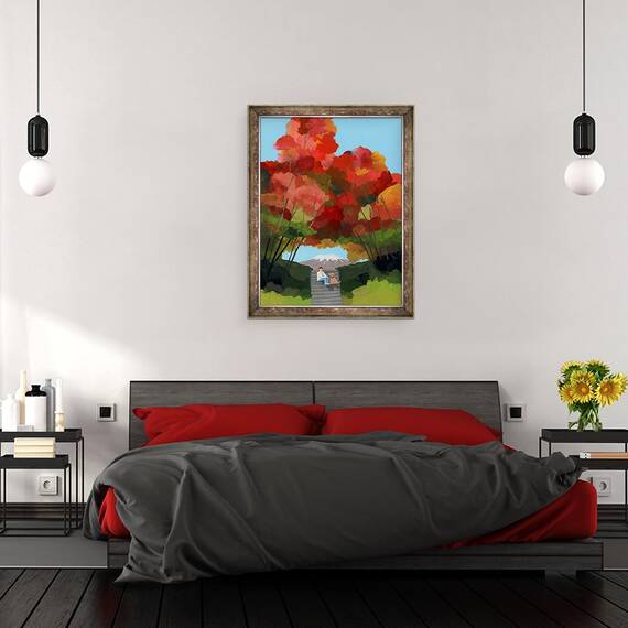Tablou inramat - Hiroyuki Izutsu - Arcul frunzelor de toamna I, 60 x 80 cm - 3- Roveli