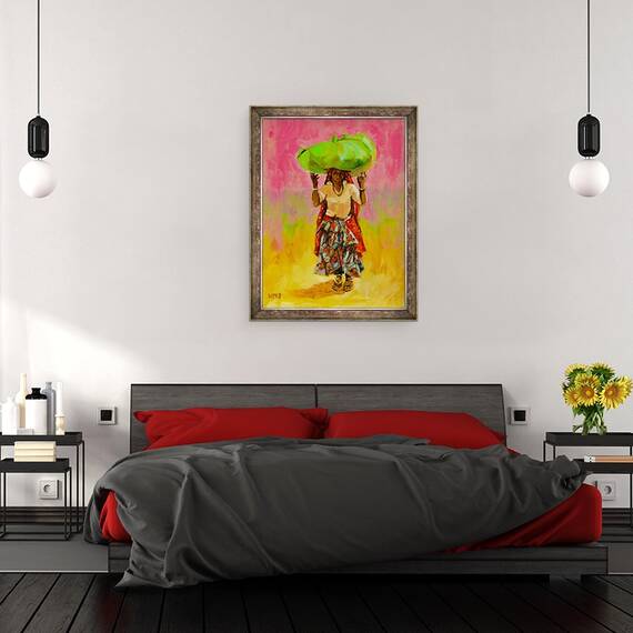 Tablou inramat - Sue Wales - Lucrator teren indian, 2020, 60 x 80 cm - 3- Roveli