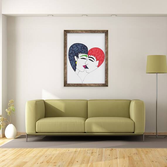 Tablou inramat - Daisy de Villeneuve - Sarut, 60 x 80 cm - 2- Roveli