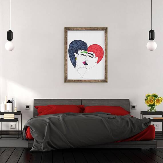 Tablou inramat - Daisy de Villeneuve - Sarut, 60 x 80 cm - 3- Roveli
