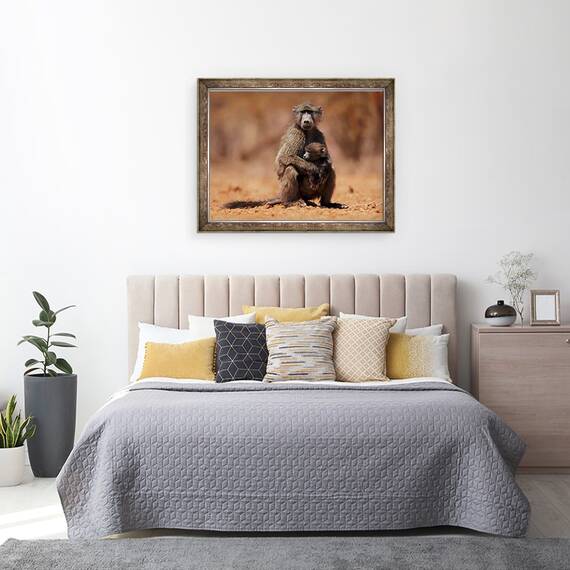 Tablou inramat - Eric Meyer - Mama si copilul babuin, 60 x 80 cm - 3- Roveli