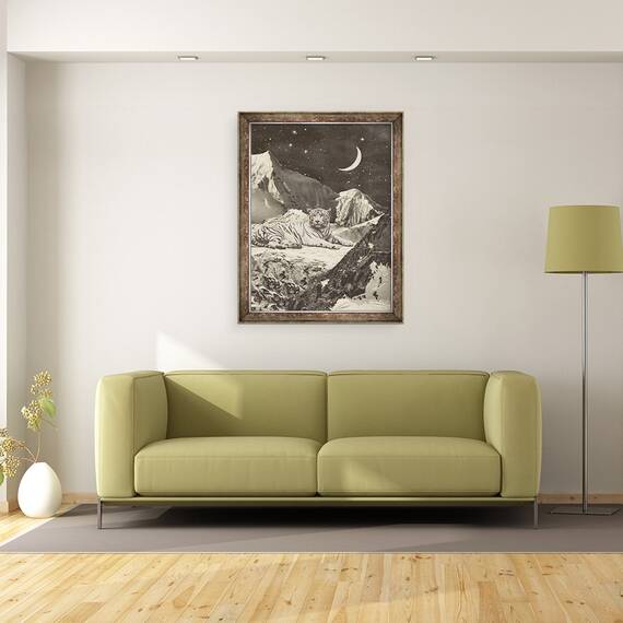 Tablou inramat - Florent Bodart - Tigru alb gigant in munti, 60 x 80 cm - 2- Roveli