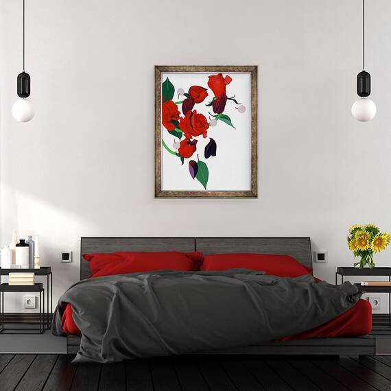 Tablou inramat - Hiroyuki Izutsu - Trandafir rosu, 60 x 80 cm - 2- Roveli