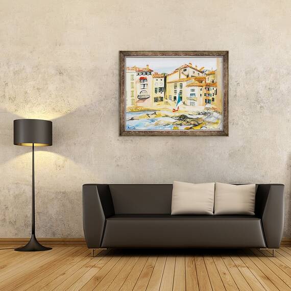 Tablou inramat - Joan Thewsey - Saint-Tropez, golful, 60 x 80 cm - 2- Roveli