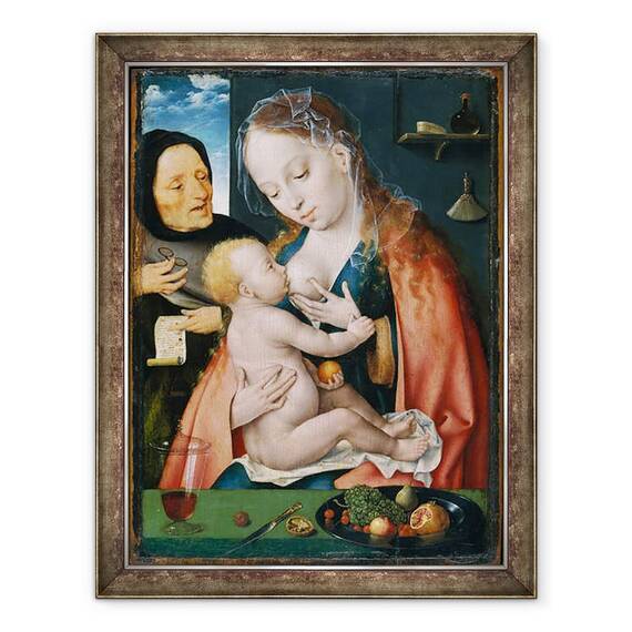 Tablou inramat - Joos van Cleve - Sfanta familie, 60 x 80 cm - - Roveli