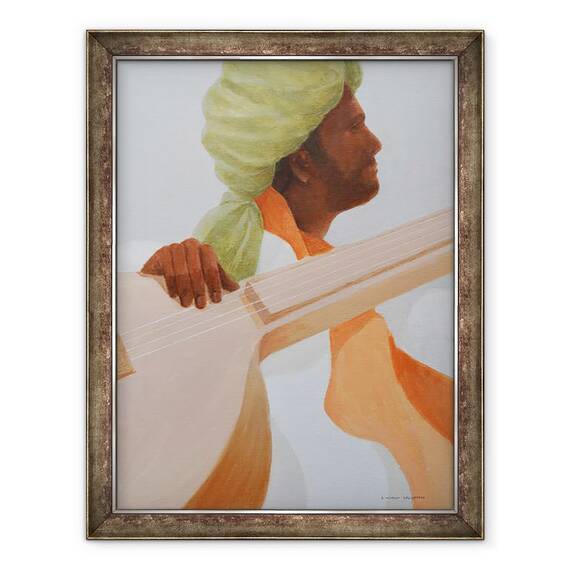 Tablou inramat - Lincoln Seligman - Interpret la sitar II, 60 x 80 cm - - Roveli