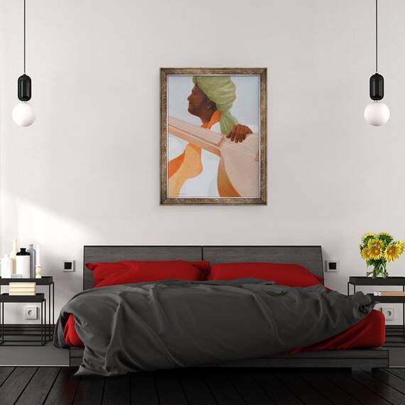 Tablou inramat - Lincoln Seligman - Interpret la sitar II, 60 x 80 cm - 3- Roveli