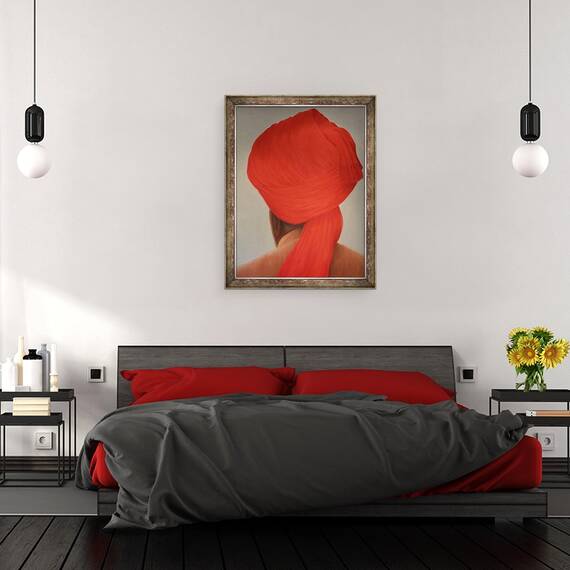 Tablou inramat - Lincoln Seligman - Turban mare si rosu I, 60 x 80 cm - 3- Roveli