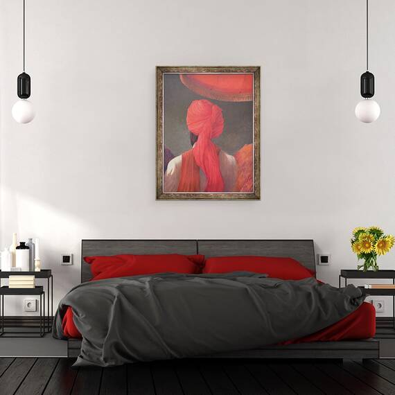 Tablou inramat - Lincoln Seligman - Turban rosu II, 60 x 80 cm - 3- Roveli