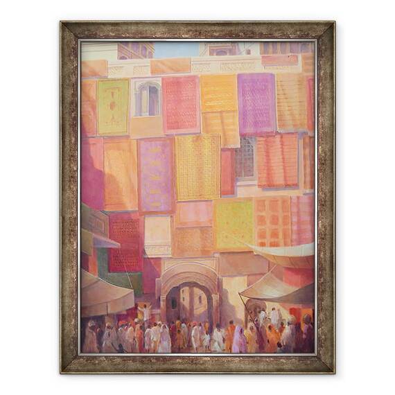 Tablou inramat - Lincoln Seligman - Zidul orasului cu covoare, 60 x 80 cm - - Roveli