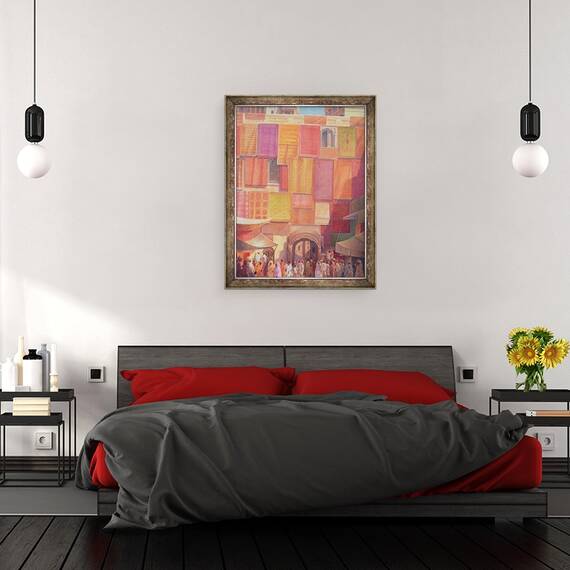 Tablou inramat - Lincoln Seligman - Zidul orasului cu covoare, 60 x 80 cm - 3- Roveli