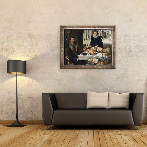 Tablou inramat - Lucas van Valckenborch - Portret dublu al unui cuplu in varsta, 60 x 80 cm - 2- Roveli
