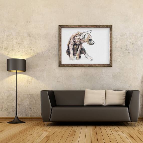 Tablou inramat - Mark Adlington - Hyaena Pup profil, 60 x 80 cm - 2- Roveli