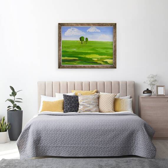 Tablou inramat - Sarah Thompson-Engels - Doi copaci acrilici pe hartie 2019, 60 x 80 cm - 3- Roveli