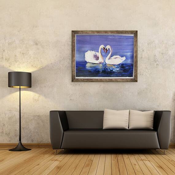 Tablou inramat - Sarah Thompson-Engels - Lebede, 60 x 80 cm - 2- Roveli