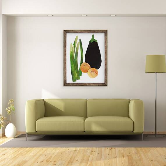 Tablou inramat - Sarah Thompson-Engels - sparanghel, caise, vinete, 60 x 80 cm - 3- Roveli