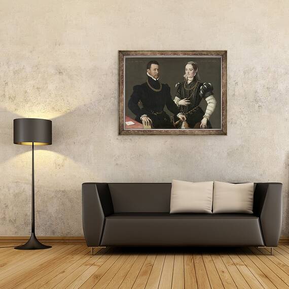 Tablou inramat - Scoala Italiana - Portretul unui cuplu, 60 x 80 cm - 2- Roveli