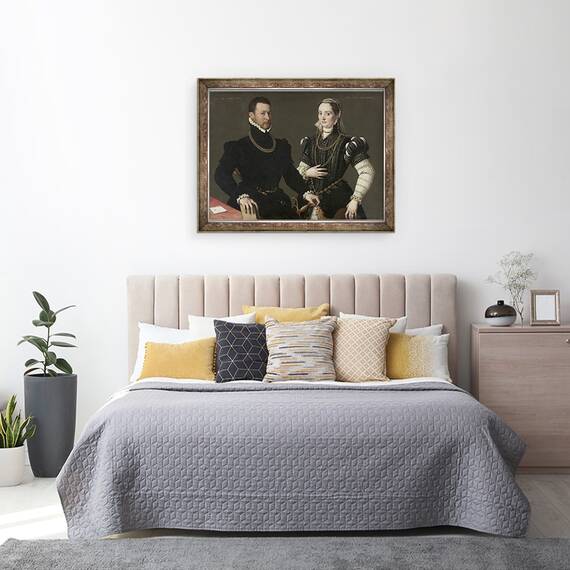 Tablou inramat - Scoala Italiana - Portretul unui cuplu, 60 x 80 cm - 3- Roveli