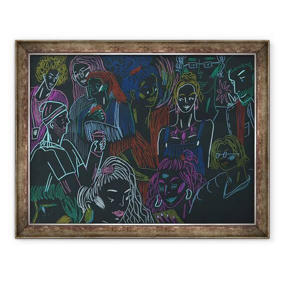 Tablou inramat - Sol Jeong - Oamenii de la Targ I, 60 x 80 cm - - Roveli
