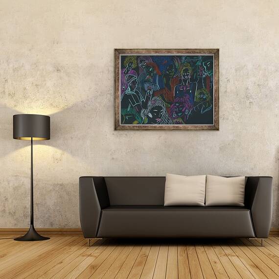 Tablou inramat - Sol Jeong - Oamenii de la Targ I, 60 x 80 cm - 2- Roveli
