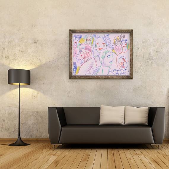 Tablou inramat - Sol Jeong - Oamenii de la Targ II, 60 x 80 cm - 2- Roveli