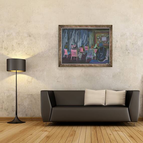 Tablou inramat - Sol Jeong - Scaune roz in Cinema, 60 x 80 cm - 2- Roveli