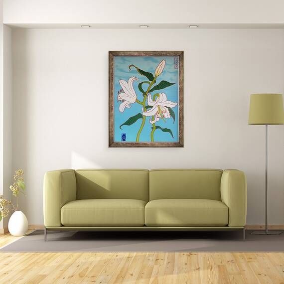 Tablou inramat - Timothy Nathan Joel - Crin alb pe fundal albastru, 2010, 60 x 80 cm - 2- Roveli