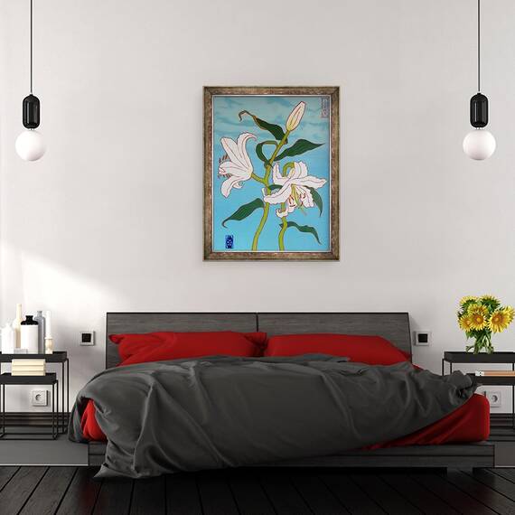 Tablou inramat - Timothy Nathan Joel - Crin alb pe fundal albastru, 2010, 60 x 80 cm - 3- Roveli