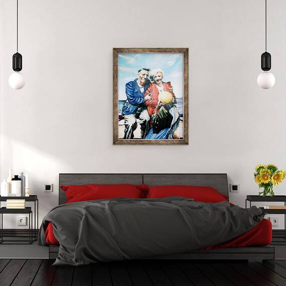 Tablou inramat - Vincent Alexander Booth - Gran si bunicul cu mingea la malul marii, 2017, 60 x 80 cm - 3- Roveli
