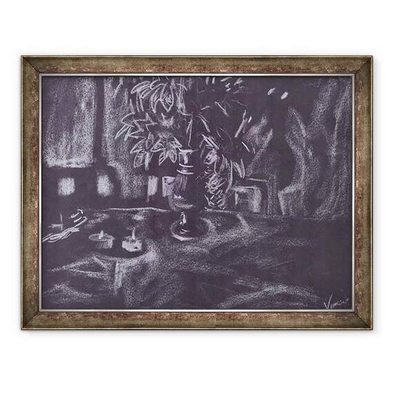 Tablou inramat - Vincent Alexander Booth - Planta in camera la lumina lumanarilor, 1997, 60 x 80 cm - - Roveli
