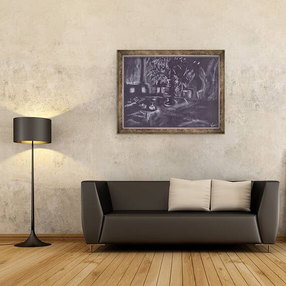 Tablou inramat - Vincent Alexander Booth - Planta in camera la lumina lumanarilor, 1997, 60 x 80 cm - 2- Roveli