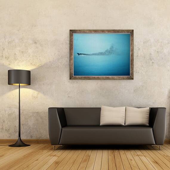Tablou inramat - Vincent Alexander Booth - Scharnhorst in ceata dimineata Channel Dash 1942, 2014, 60 x 80 cm - 2- Roveli