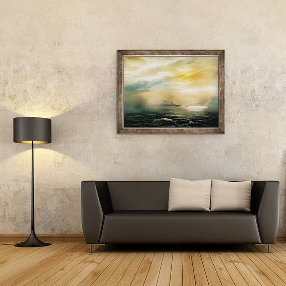 Tablou inramat - Vincent Alexander Booth - Zori inainte de zorii dezastrului HMS Hood 1941, 2012, 60 x 80 cm - 2- Roveli