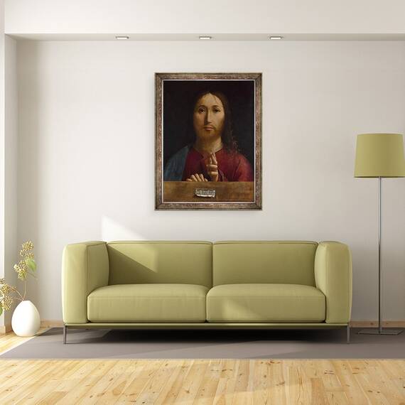 Tablou inramat - Antonello da Messina - Cristo Salvator Mundi, 60 x 80 cm - 2- Roveli