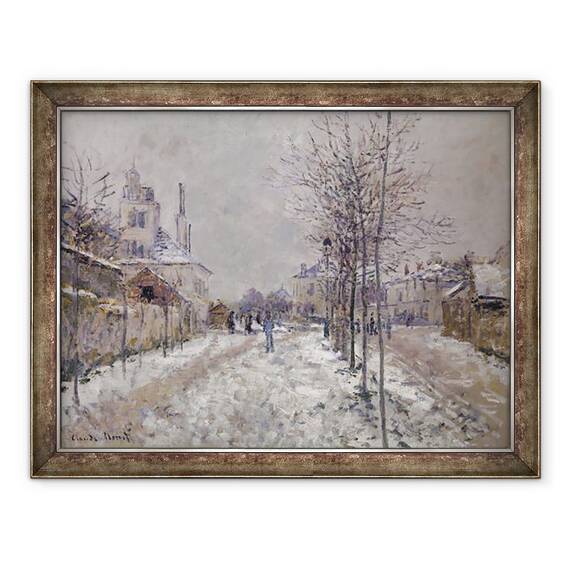 Tablou inramat - Claude Monet - Bulevardul Pontoise acoperit de zapada in Argenteuil, 60 x 80 cm - - Roveli