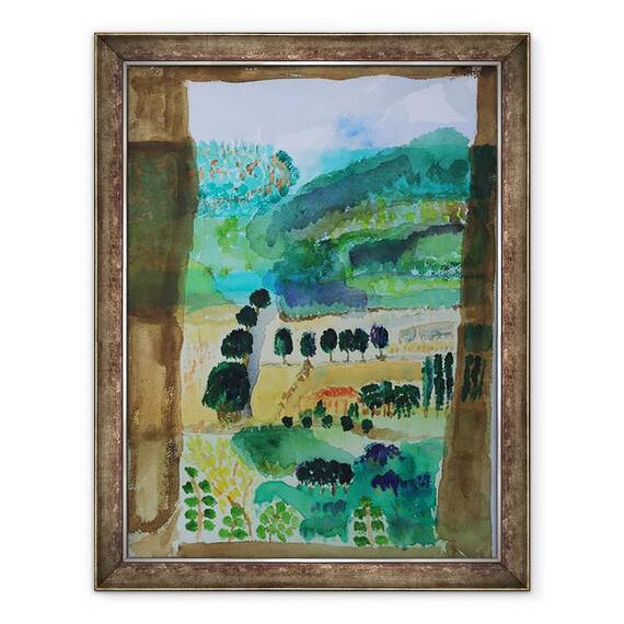 Tablou inramat - Cosima Duggal - Vizualizarea campurilor din fereastra, 60 x 80 cm - - Roveli
