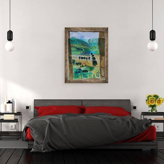 Tablou inramat - Cosima Duggal - Vizualizarea campurilor din fereastra, 60 x 80 cm - 3- Roveli