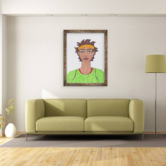 Tablou inramat - Daisy de Villeneuve - Fata cu Headband galben, 60 x 80 cm - 2- Roveli