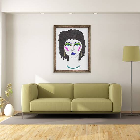 Tablou inramat - Daisy de Villeneuve - Fata cu ochi albastri, 60 x 80 cm - 2- Roveli