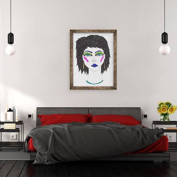 Tablou inramat - Daisy de Villeneuve - Fata cu ochi albastri, 60 x 80 cm - 3- Roveli