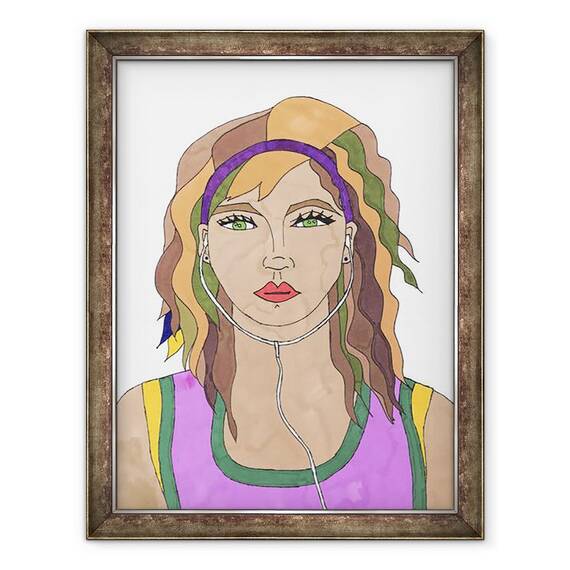 Tablou inramat - Daisy de Villeneuve - Fata cu ochi verzi, 60 x 80 cm - - Roveli