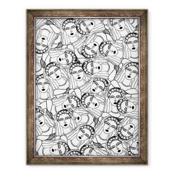 Tablou inramat - Daisy de Villeneuve - mireasa, 60 x 80 cm - - Roveli