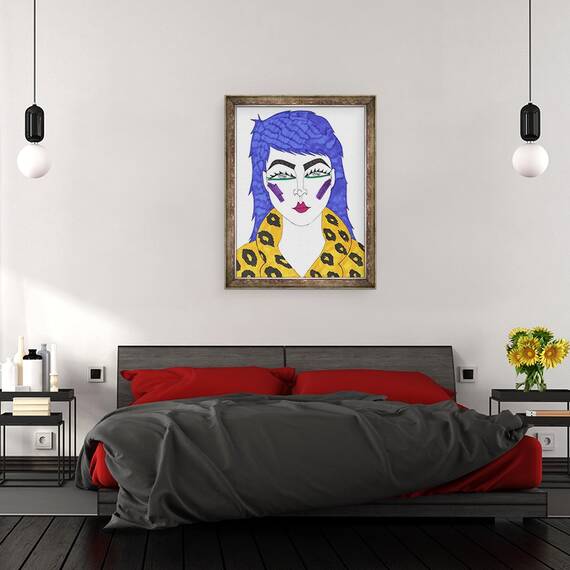 Tablou inramat - Daisy de Villeneuve - Par albastru, 60 x 80 cm - 3- Roveli
