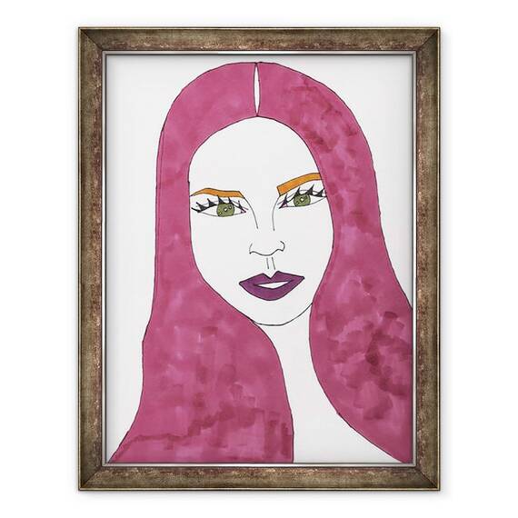 Tablou inramat - Daisy de Villeneuve - Par lung si rosu, 60 x 80 cm - - Roveli