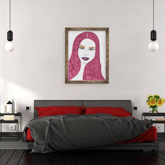 Tablou inramat - Daisy de Villeneuve - Par lung si rosu, 60 x 80 cm - 3- Roveli