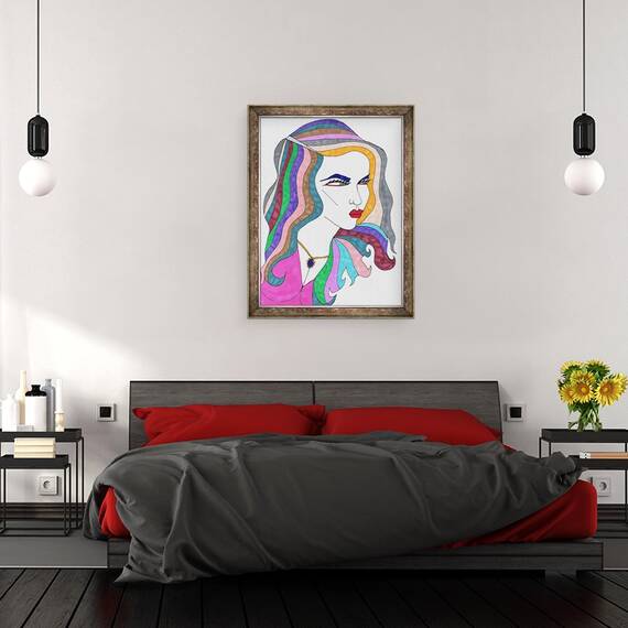 Tablou inramat - Daisy de Villeneuve - Privire laterala, 60 x 80 cm - 3- Roveli