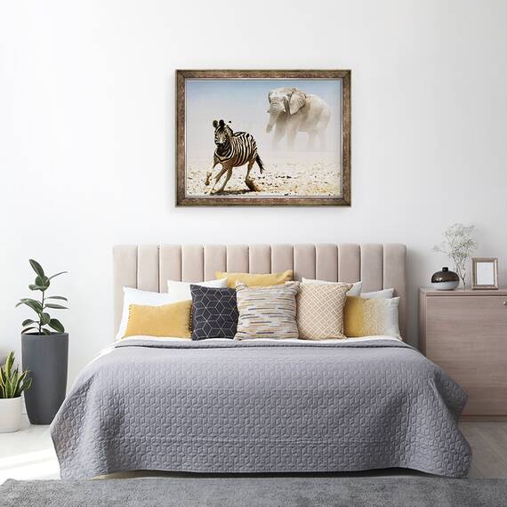 Tablou inramat - Eric Meyer - Elefant si Zebra, Etosha, 2018, 60 x 80 cm - 2- Roveli