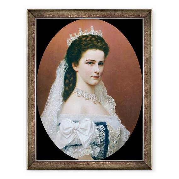 Tablou inramat - Georg Raab - Portretul imparatesei Elisabeta De Austria 1837 - 1898, 60 x 80 cm - - Roveli