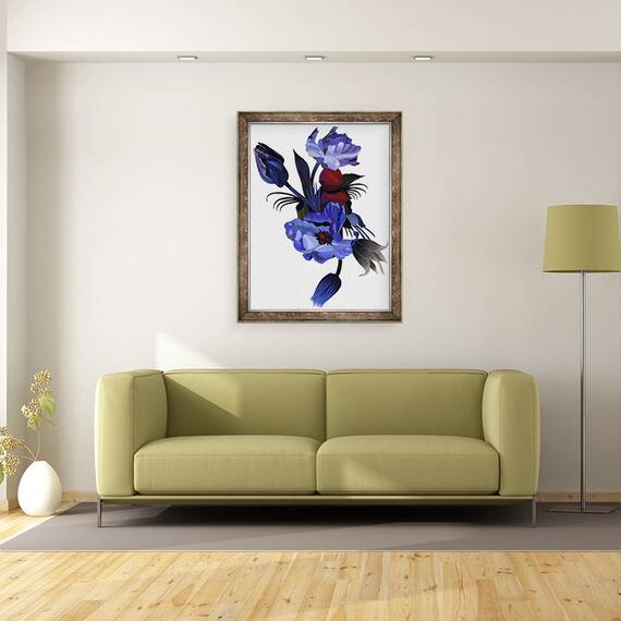 Tablou inramat - Hiroyuki Izutsu - Lalele albastre., 60 x 80 cm - 2- Roveli